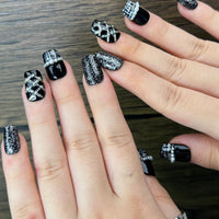 No.FP38 Black Hand Made Fingernails 10pcs