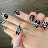 No.FP38 Black Hand Made Fingernails 10pcs