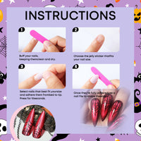 No.AW177 Halloween Red Cat‘s Eye Spider Web Fingernails Patch 24pcs/Set
