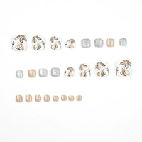 No.414 Light Brown Flowers Toenails Patch 24pcs/Set