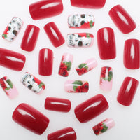 No.AW111 Halloween Wine Red Fingernails Patch 24pcs/Set