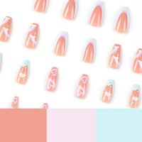 No.F255 Rainbow White Fingernails Patch 24pcs/Set