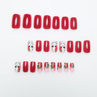 No.AW111 Halloween Wine Red Fingernails Patch 24pcs/Set