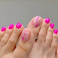No.211 Rose Red Line Toenails Patch 24pcs/Set