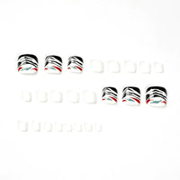 No.454 Red&Green Lines Toenails Patch 24pcs/Set