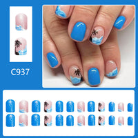 No.BH3 Wave Coconut Tree Fingernails Patch 24pcs/Set