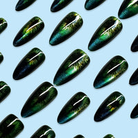 No.F373 Green Cat‘s Eye Fingernails Patch 24pcs/Set