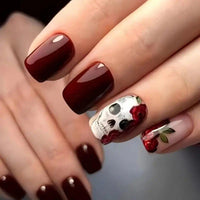 No.AW111 Halloween Wine Red Fingernails Patch 24pcs/Set