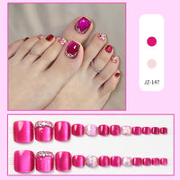 No.526 Rose Red Cat's Eye Toenails Patch 24pcs/Set