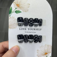 No.FP38 Black Hand Made Fingernails 10pcs