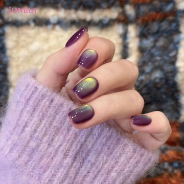 No.FP41 Purple Cat's Eye Fingernails Patch 24pcs/Set