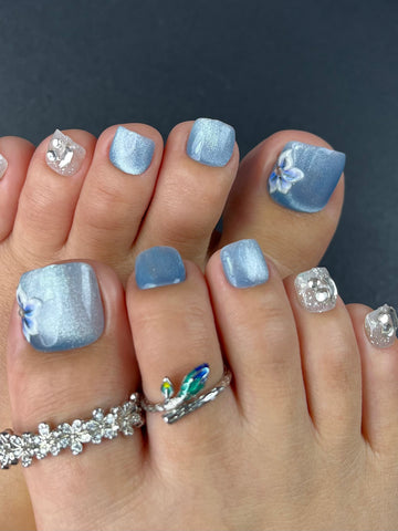 No.DT4 Blue Print Toenails Patch 24pcs/Set