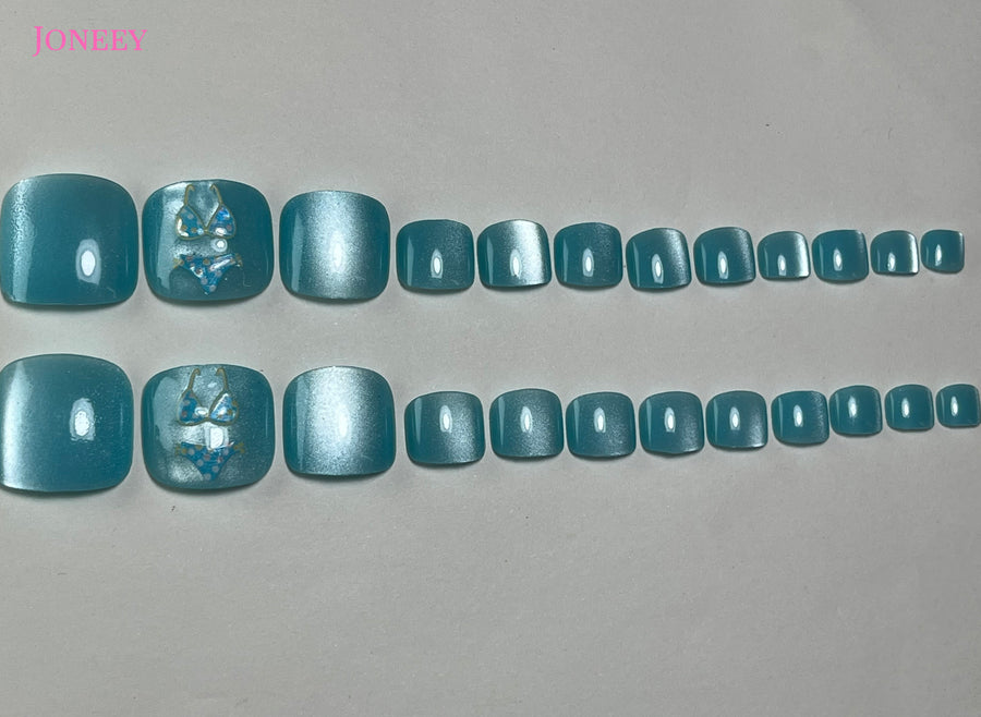 No.DT13 Sky Blue Cat's Eyes Toenails Patch 24pcs/Set