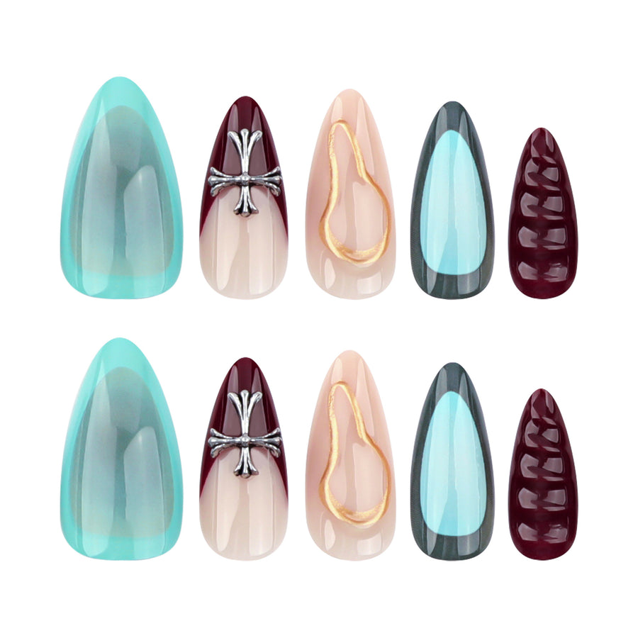 No.F524 Fashion Cross Fingernails Patch 24pcs/Set