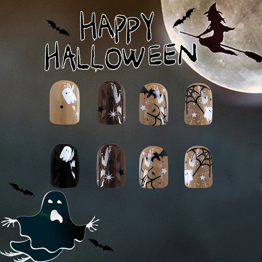 No.AW122 Halloween Spider Web Ghost Fingernails Patch 24pcs/Set