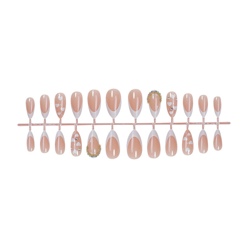 No.VN22 Almond Heart Fingernails Patch 24pcs/Set