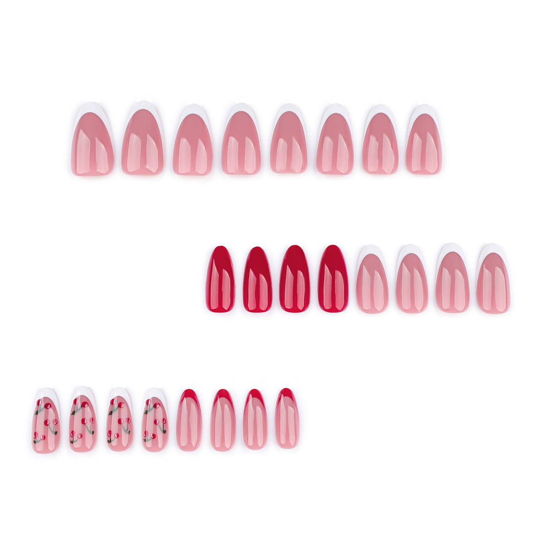 No.F283 Simple Cherry Fingernails Patch 24pcs/Set