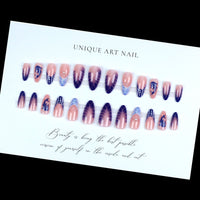 No.F484 Blue Fingernails Patch 24pcs/Set