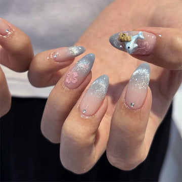No.F348 Blue Cat's Eye Fingernails Patch 24pcs/Set