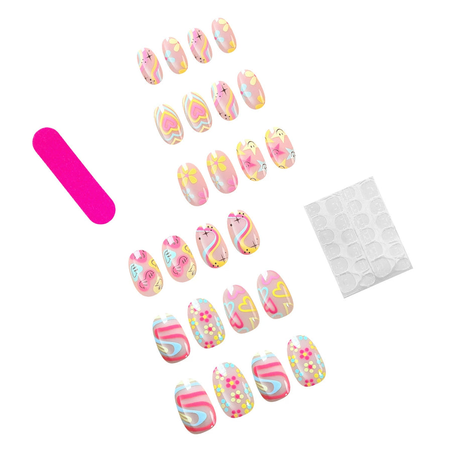 No.F252 Love Smiley Face Fingernails Patch 24pcs/Set