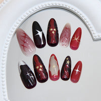 No.F453 Crimson Star Fingernails Patch 24pcs/Set