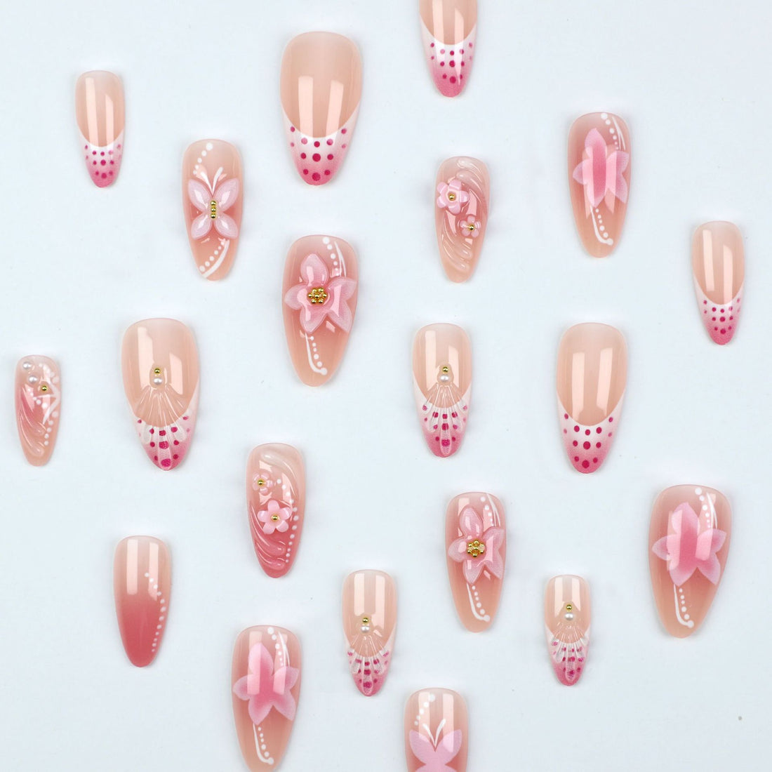 No.F404 3D Flower Fingernails Patch 24pcs/Set