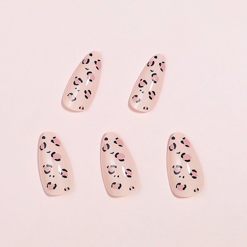 No.F363 Pink Leopard Print Fingernails Patch 24pcs/Set