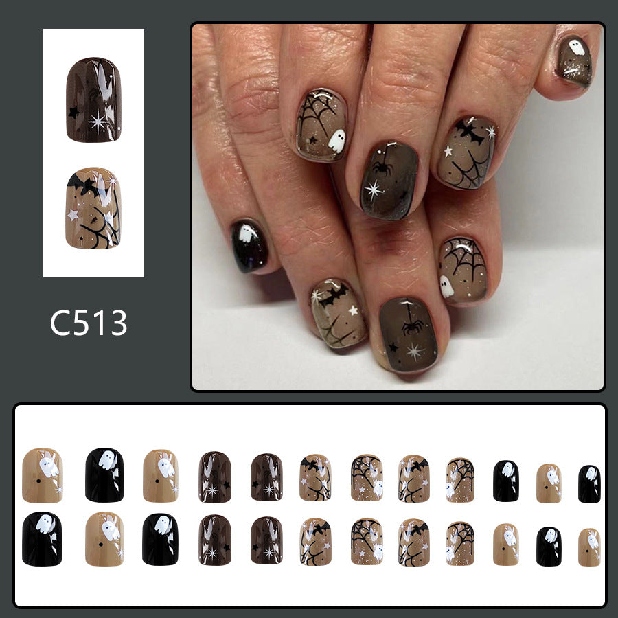 No.AW122 Halloween Spider Web Ghost Fingernails Patch 24pcs/Set