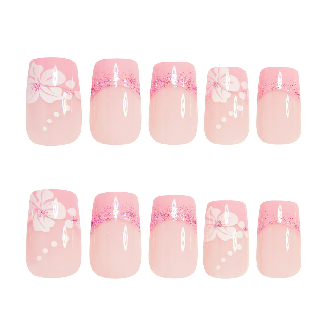 No.F377 Pink Glitter Fingernails Patch 24pcs/Set