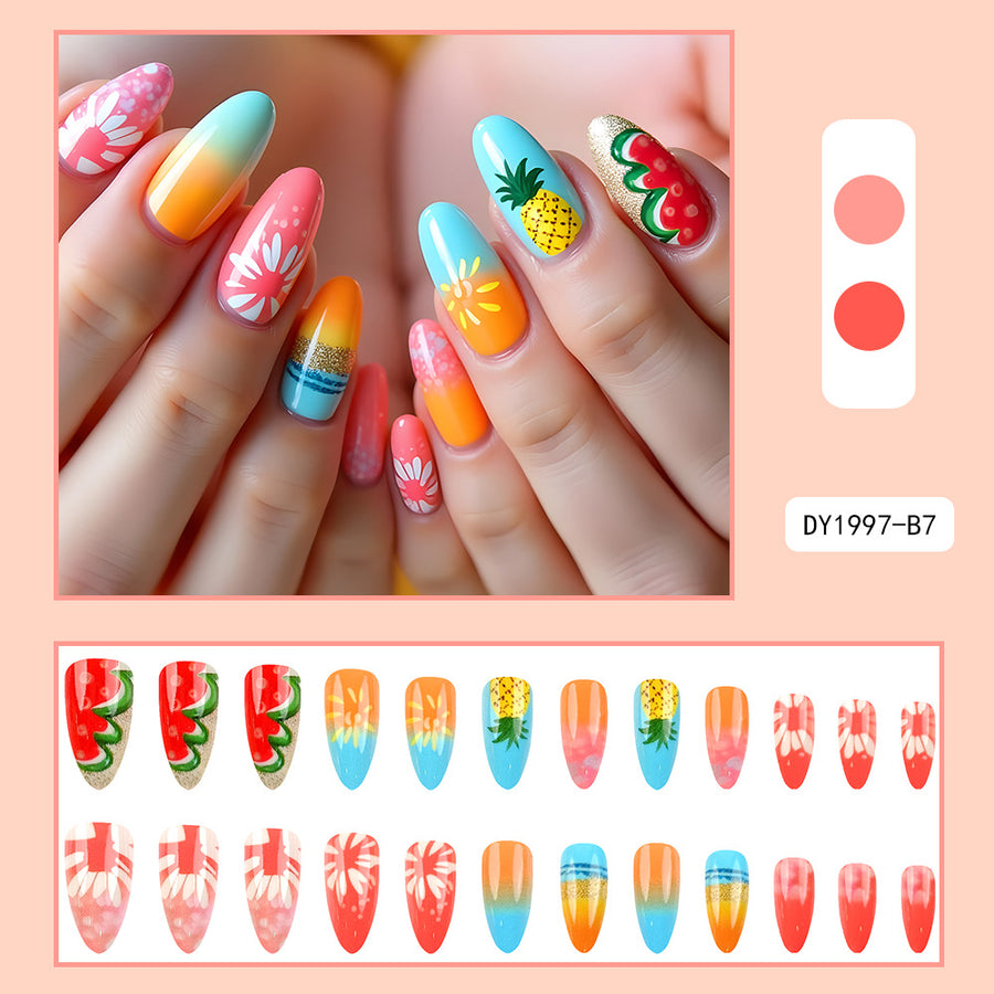 No.BH5 Summer Pineapple Fingernails Patch 24pcs/Set