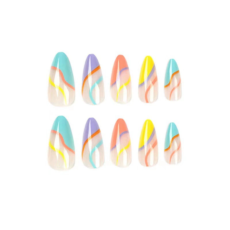 No.F339 Rainbow Lines Fingernails Patch 24pcs/Set