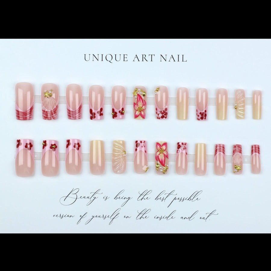 No.F492 Sweet Flower Fingernails Patch 24pcs/Set