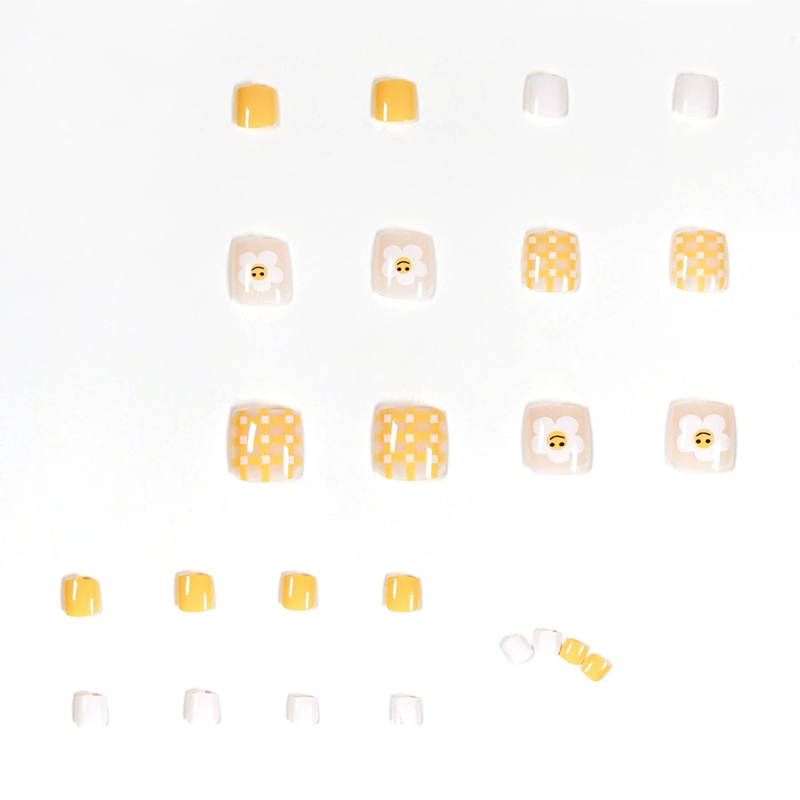 No.451 Yellow Flowers Toenails Patch 24pcs/Set