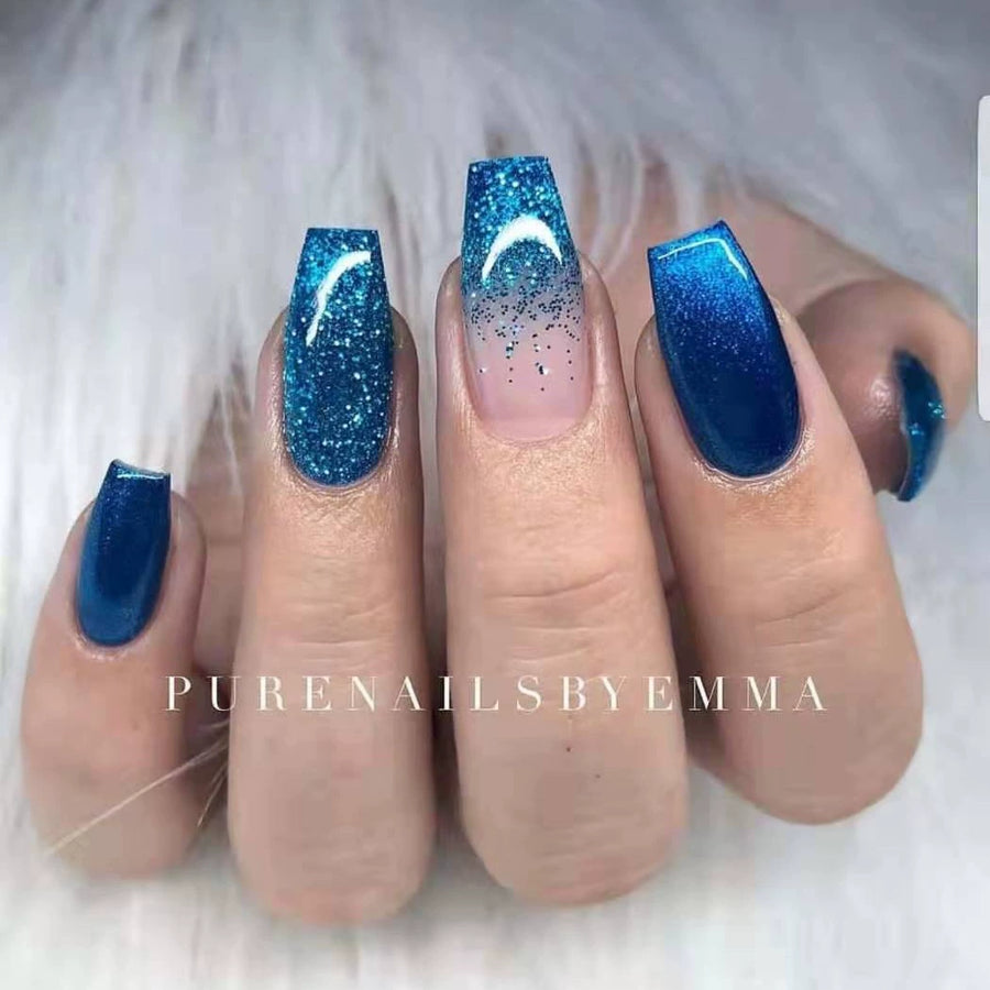 No.F337 Blue Cat's Eye Gradient Fingernails Patch 24pcs/Set