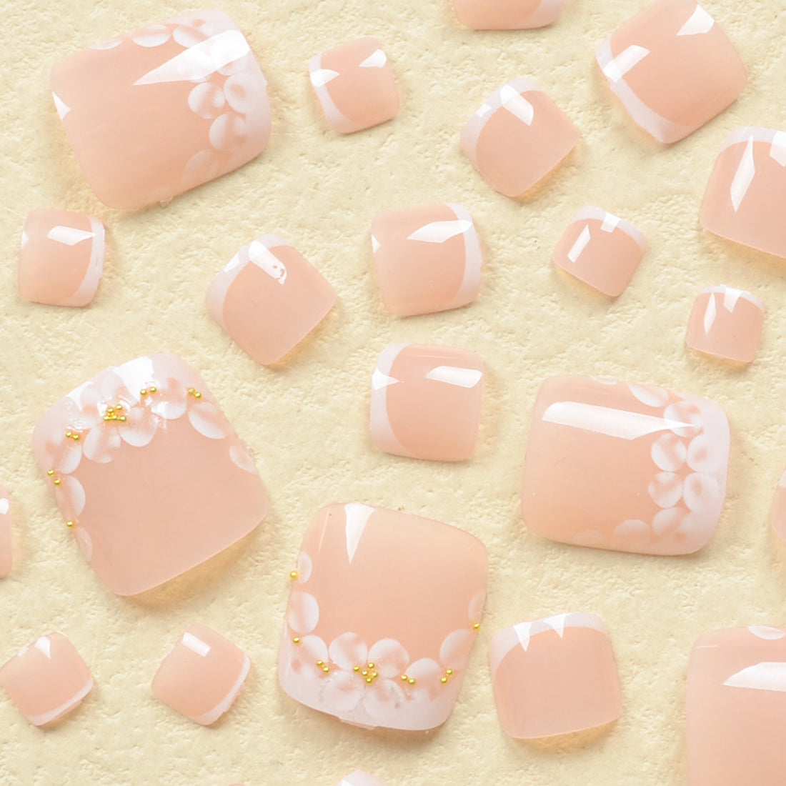 No.308 White Petals Toenails Patch 24pcs/Set