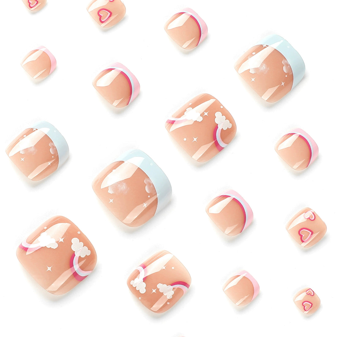 No.408 Rainbow Clouds Toenails Patch 24pcs/Set