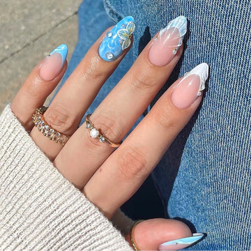 No.F380 3D Shell Water Drop Fingernails Patch 24pcs/Set