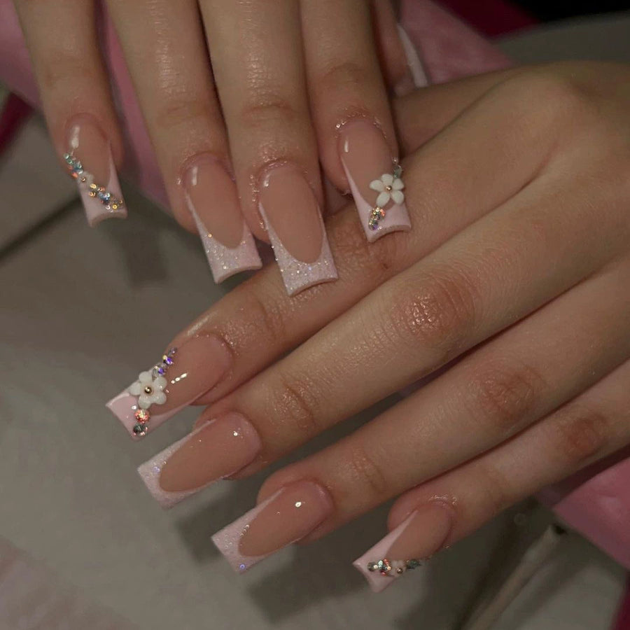 No.F321 Flower Diamond Fingernails Patch 24pcs/Set