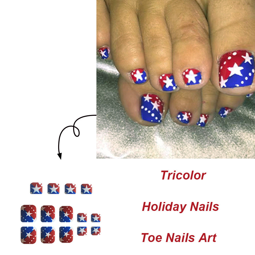 No.JFN2 4th of July Stars&Dots Toenails Patch – 24pcs