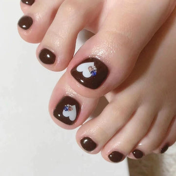 No.411 Brown Love Toenails Patch 24pcs/Set