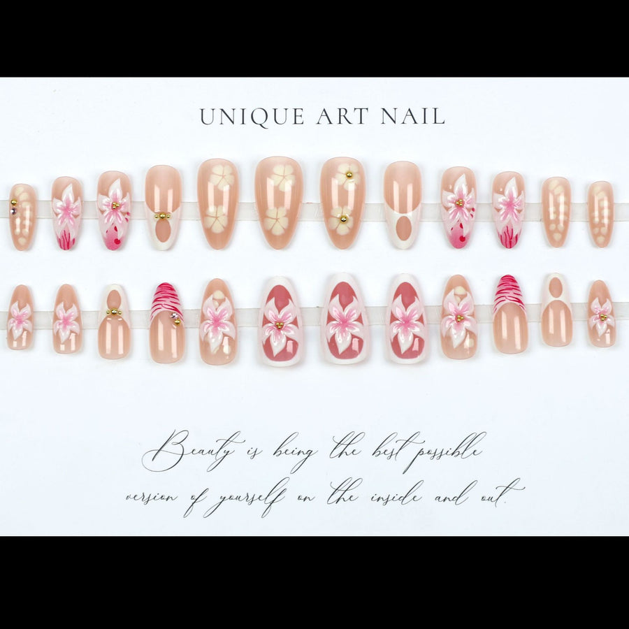 No.F487 3D Sweet Flowers Fingernails Patch 24pcs/Set
