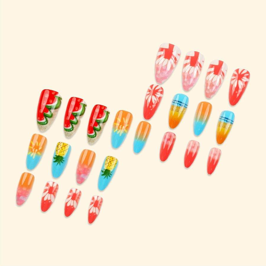 No.BH5 Summer Pineapple Fingernails Patch 24pcs/Set