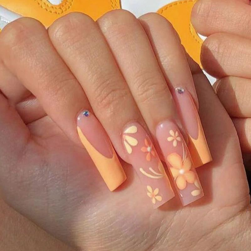 No.F332 Orange Fingernails Patch 24pcs/Set