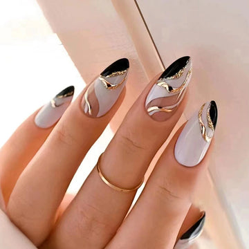 No.F247 Black&White Fingernails Patch 24pcs/Set