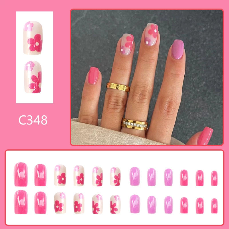 No.F294 Purple Flower Fingernails Patch 24pcs/Set
