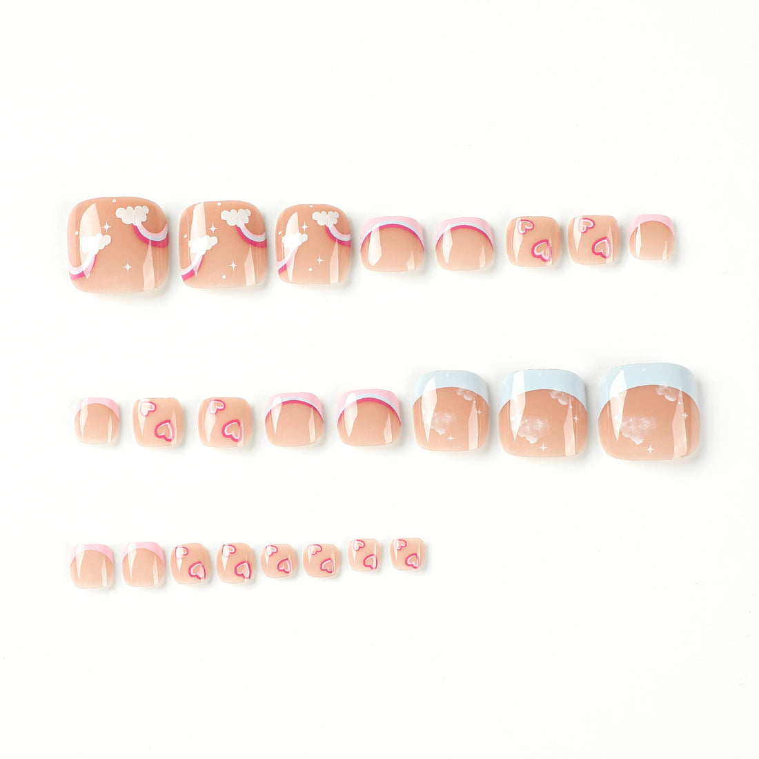 No.408 Rainbow Clouds Toenails Patch 24pcs/Set