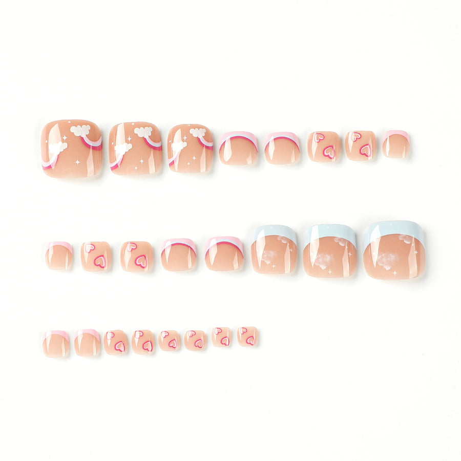 No.408 Rainbow Clouds Toenails Patch 24pcs/Set