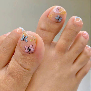 No.400 Butterfly Gold Foil Toenails Patch 24pcs/Set