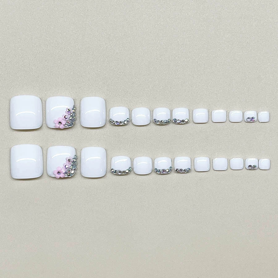 No.426 White Diamond Toenails Patch 24pcs/Set
