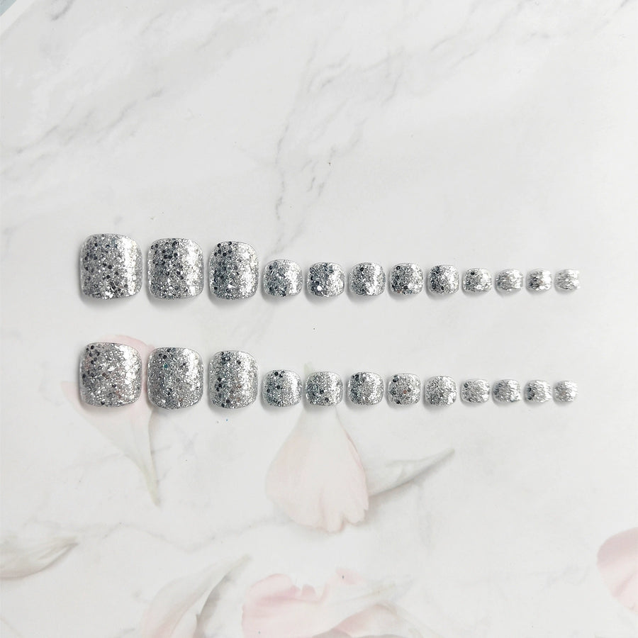 No.468 Silver Sequins Toenails Patch 24pcs/Set
